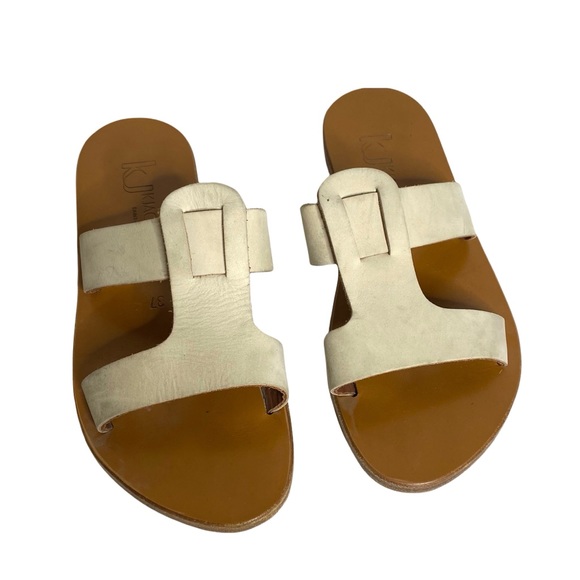 K. Jacques St. Tropez Slide Sandal In Nubuck Linen - Picture 4 of 8
